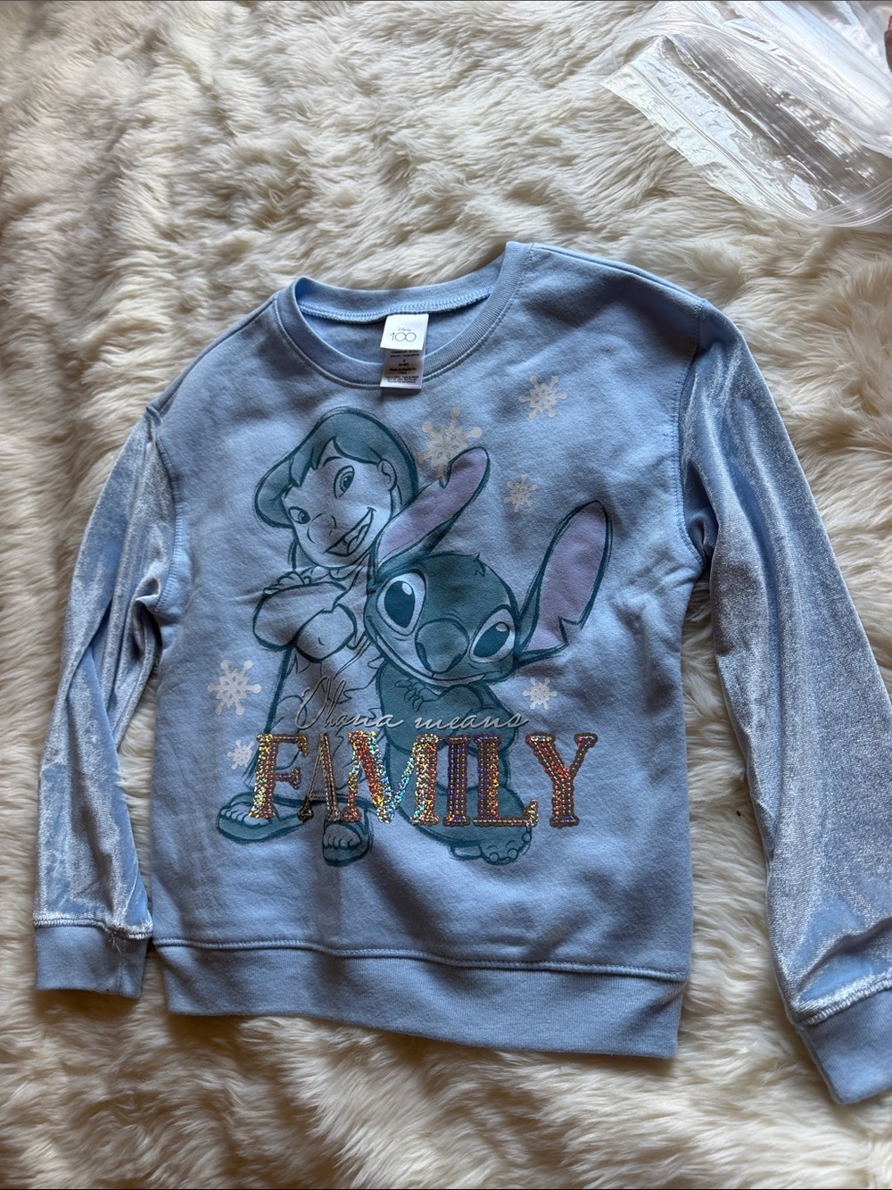 Disney Light Blue Lilo & Stitch Pullover Sweatshirt with Sparkle FAMILY